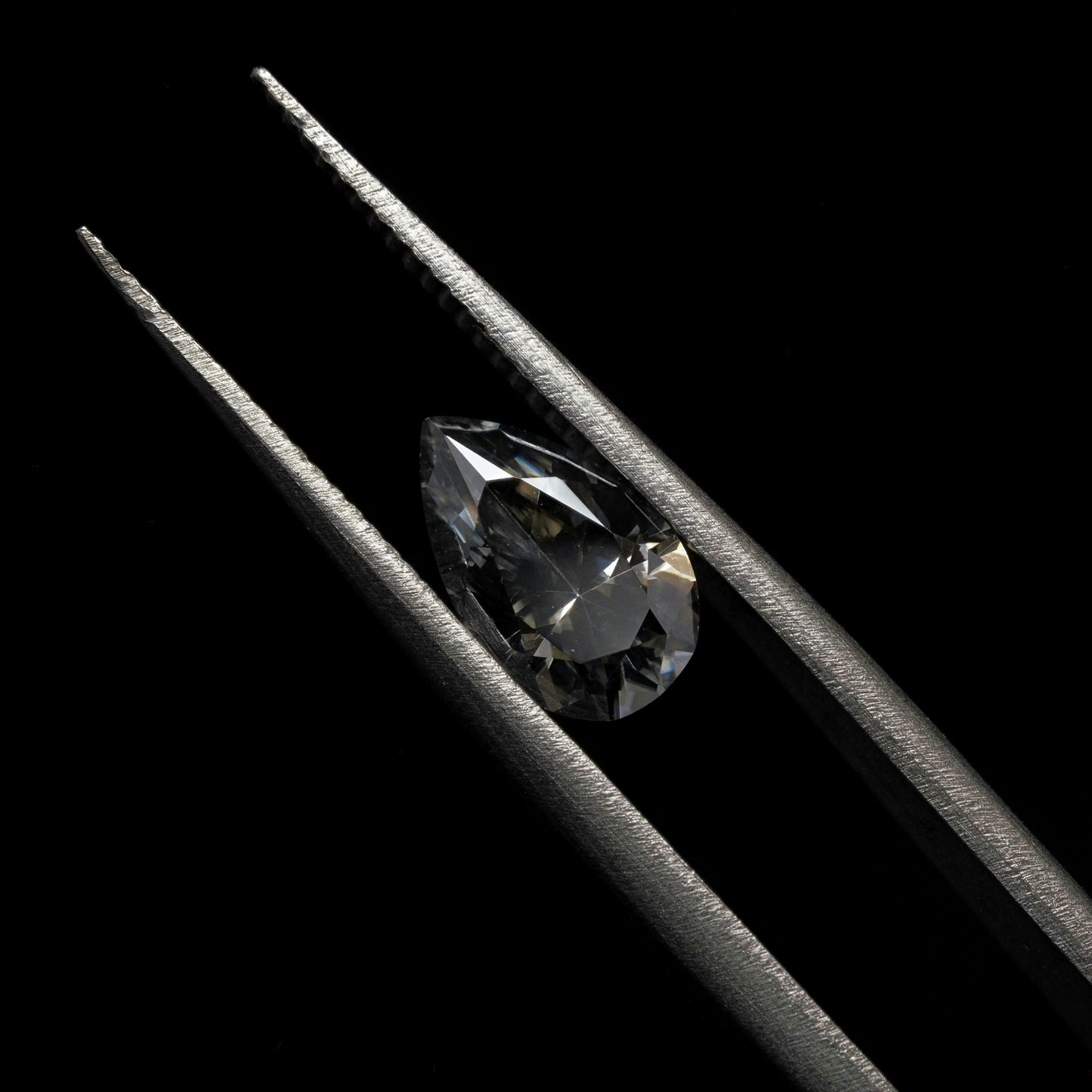 Dark Grey Moissanite Pear