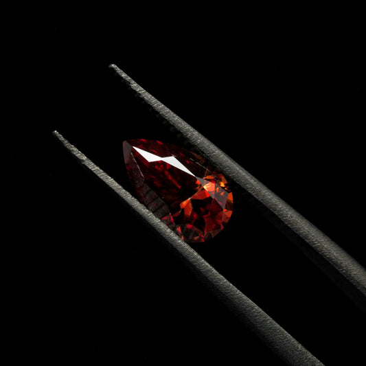 Red Moissanite Pear