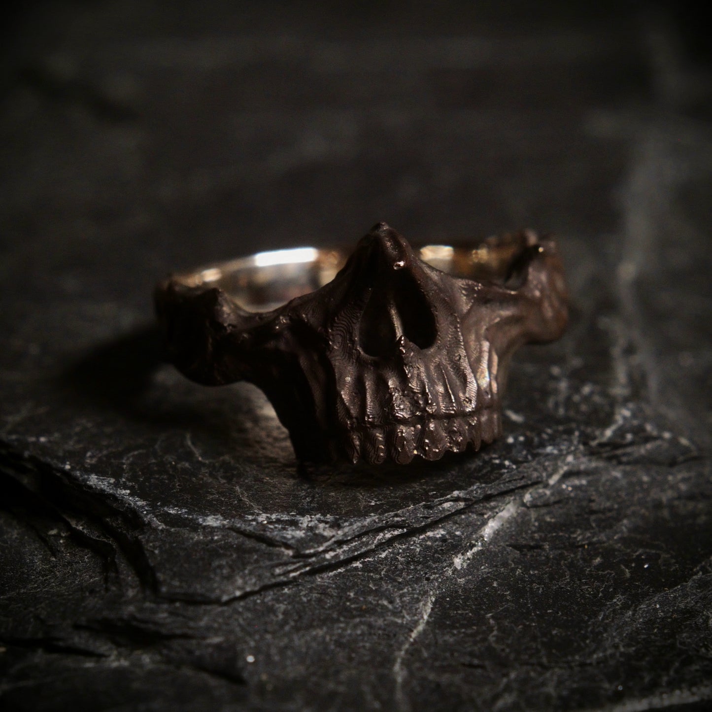 Half Jaw Sterling Silver Skull Ring