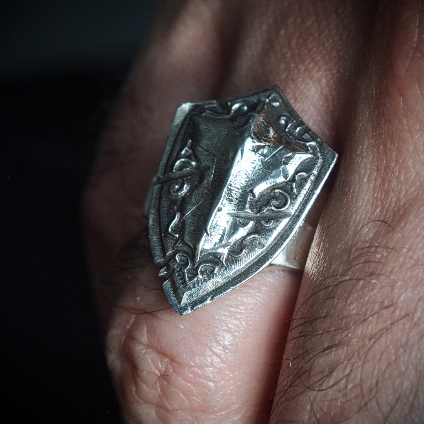 Battlescar Paladin Shield Ring