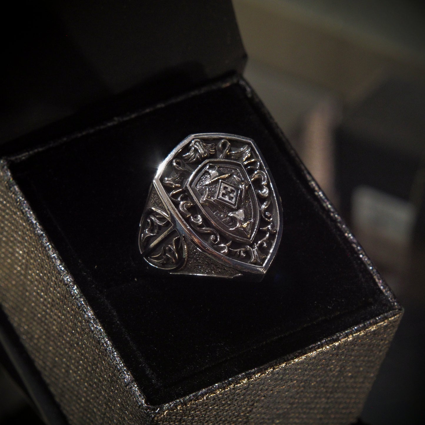 Ornate Shield Signet Ring