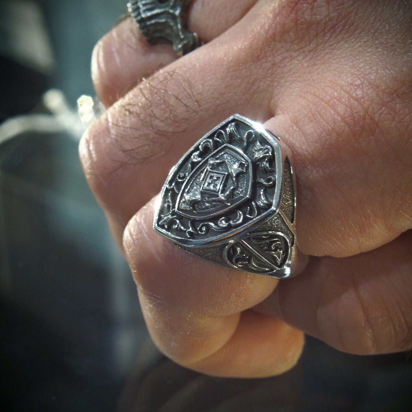 Ornate Shield Signet Ring