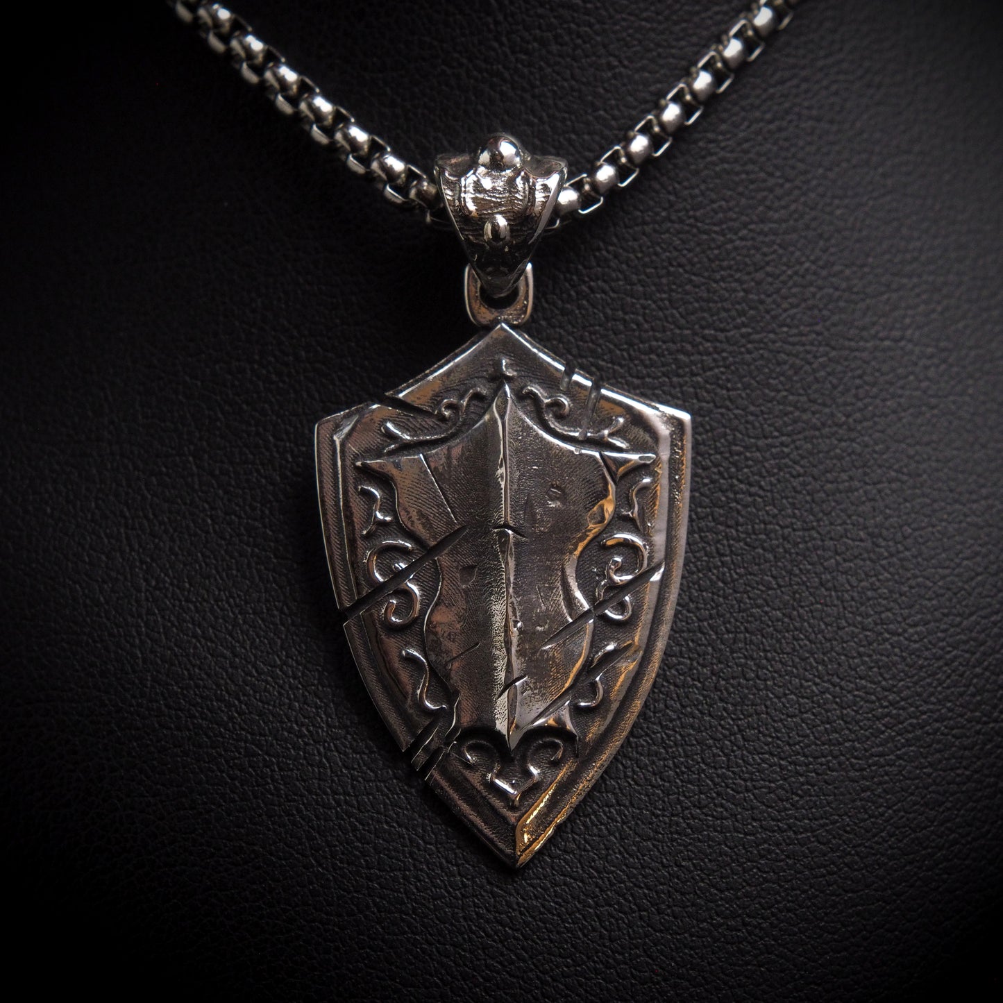 Battlescar Paladin Shield Necklace - Sterling Silver