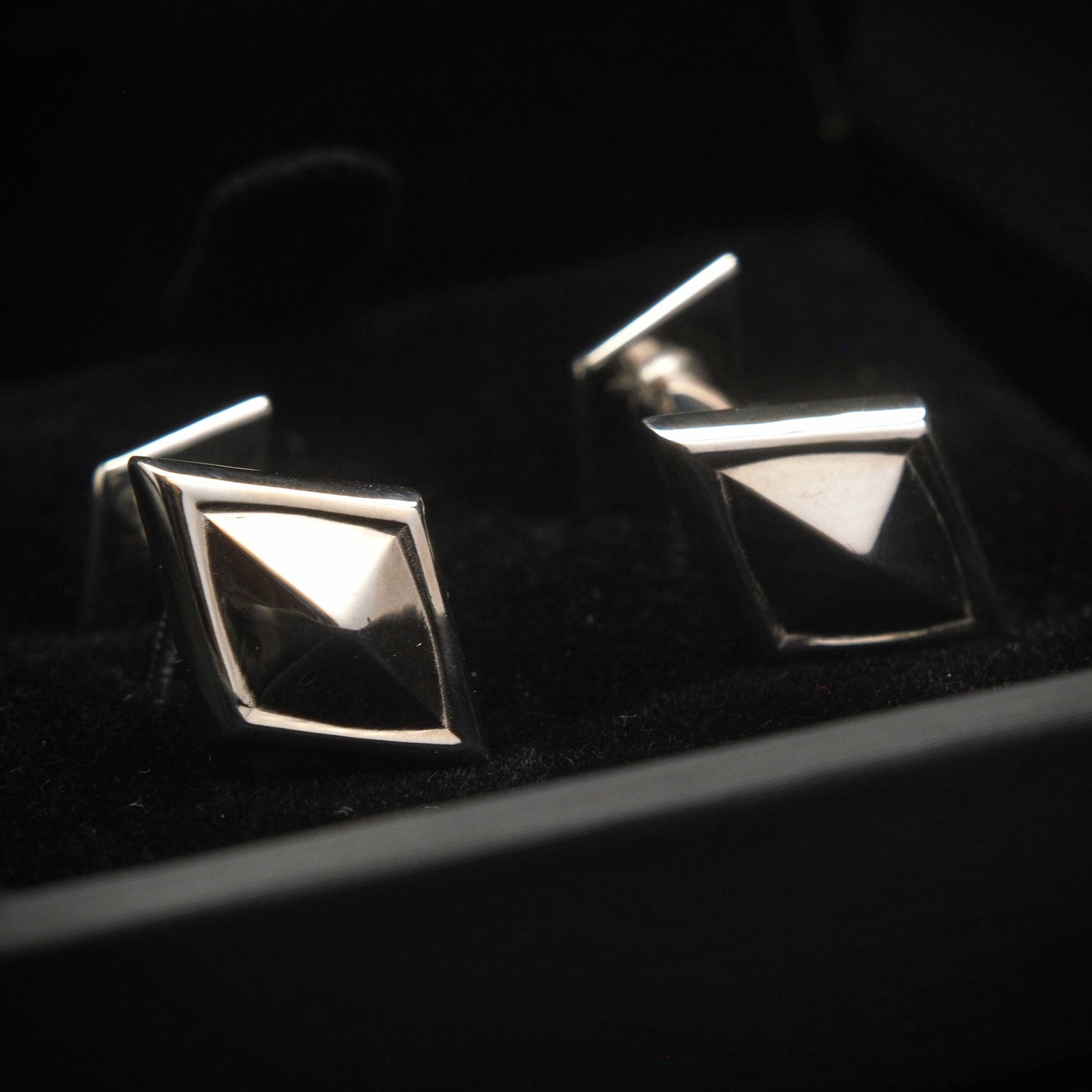 Gothic Diamond Shape Cufflinks - Sterling Silver