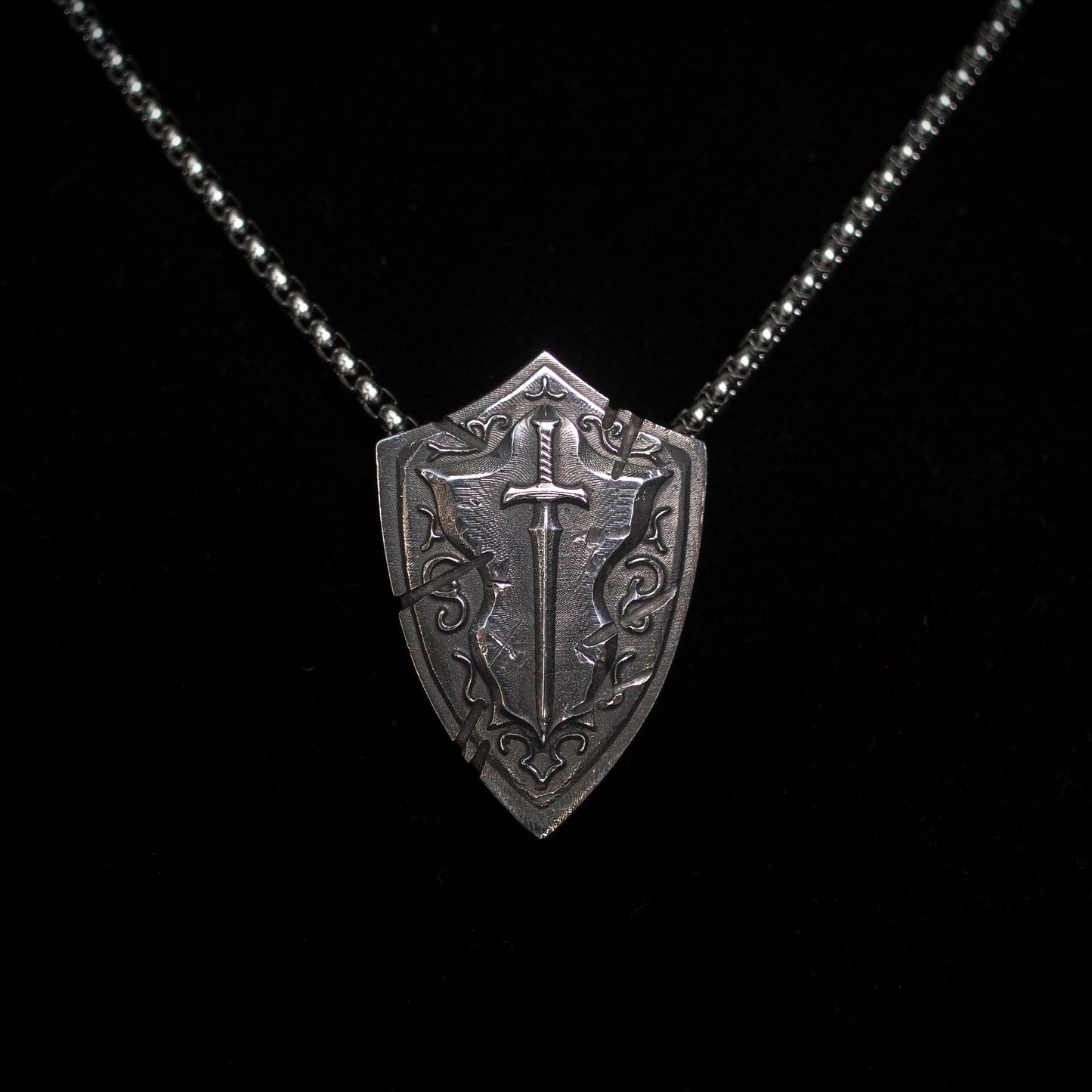 Monothic Battlescar Defender Shield - Sterling Silver