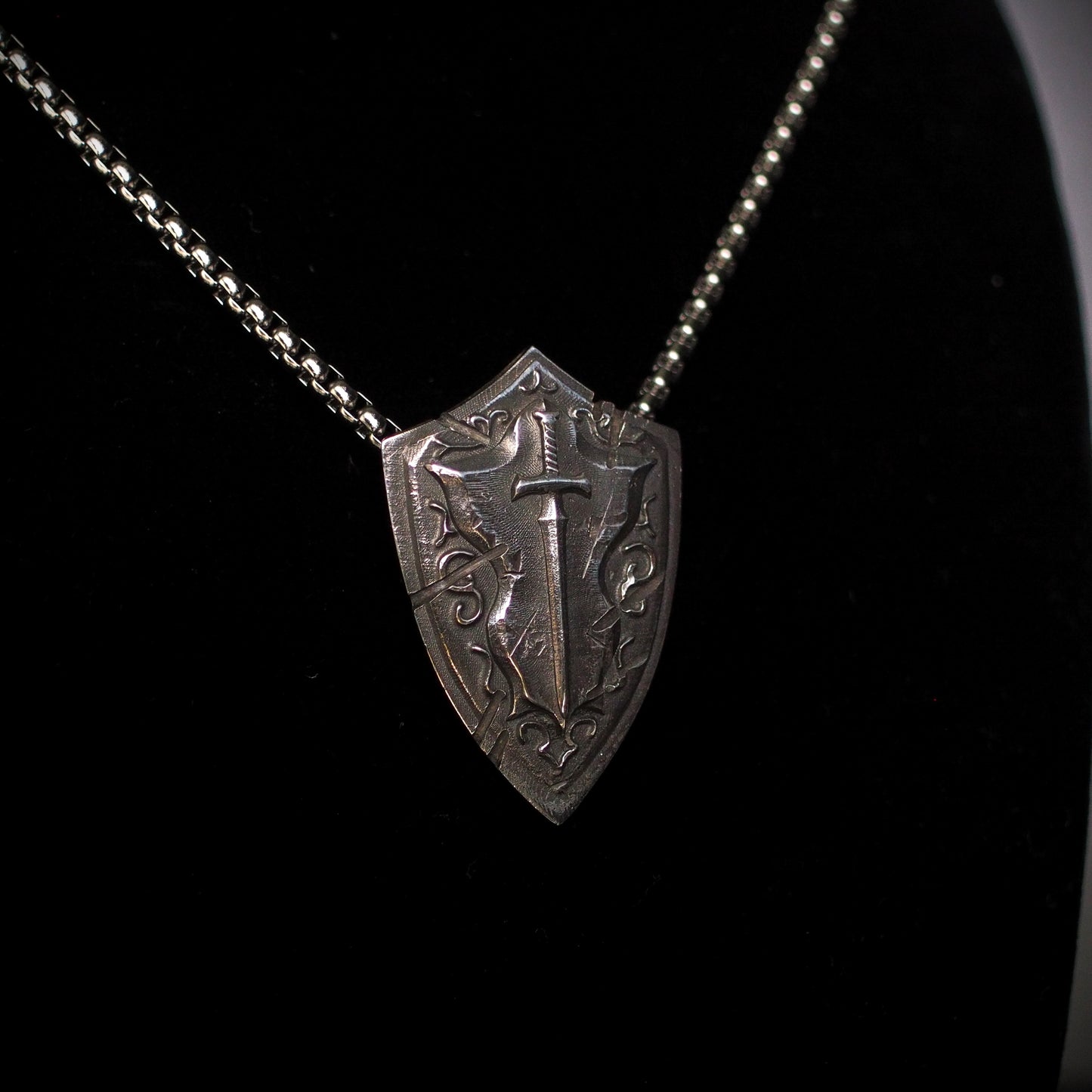 Monothic Battlescar Defender Shield - Sterling Silver