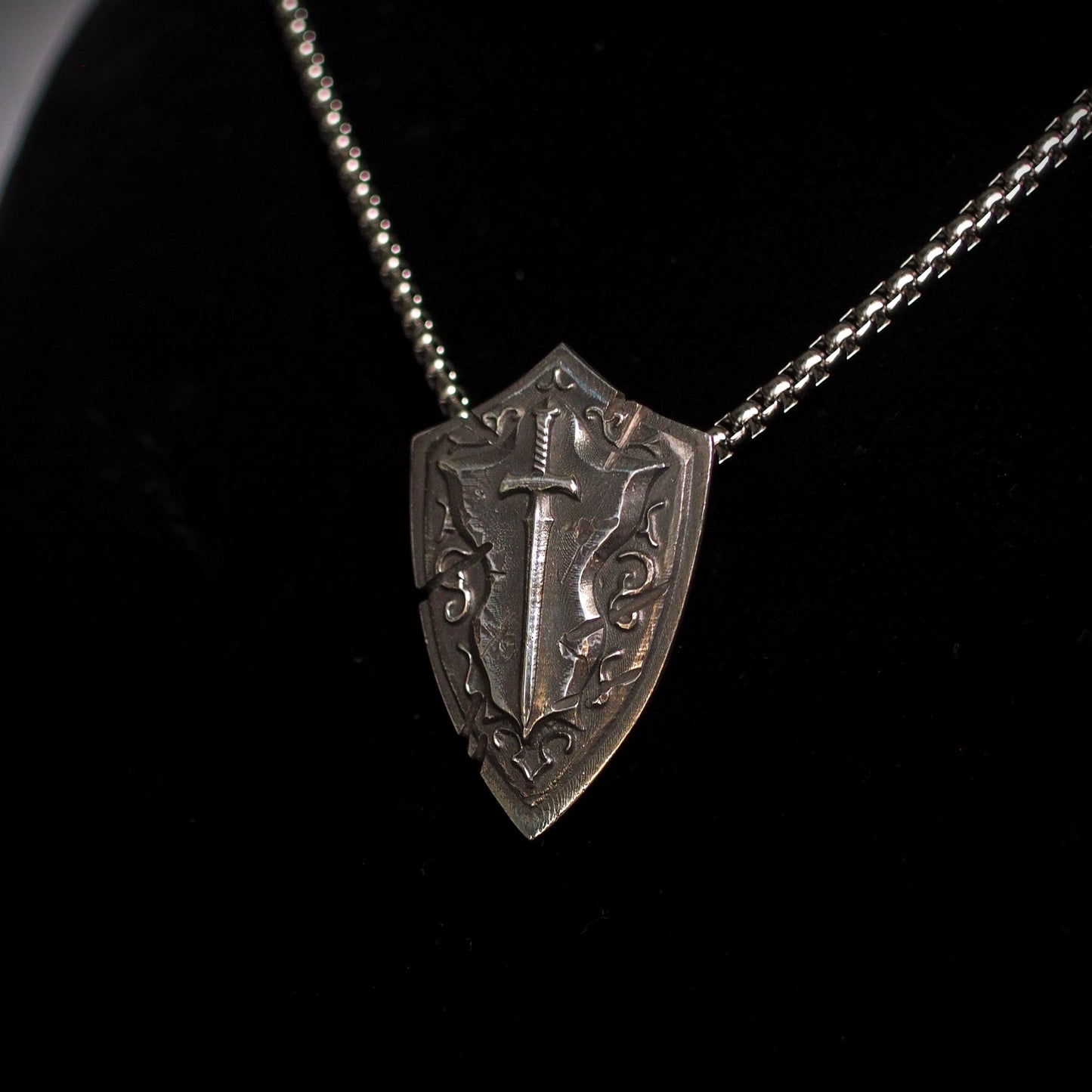 Monothic Battlescar Defender Shield - Sterling Silver