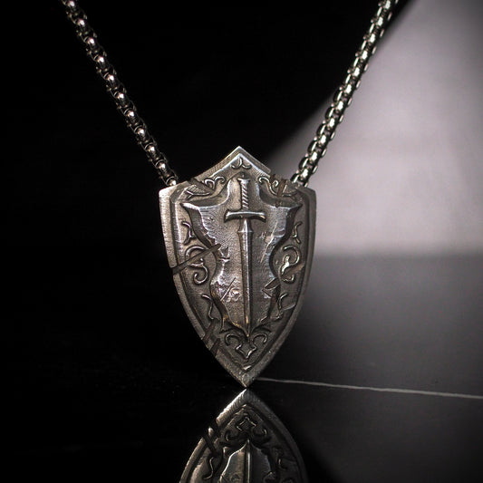 Monothic Battlescar Defender Shield - Sterling Silver