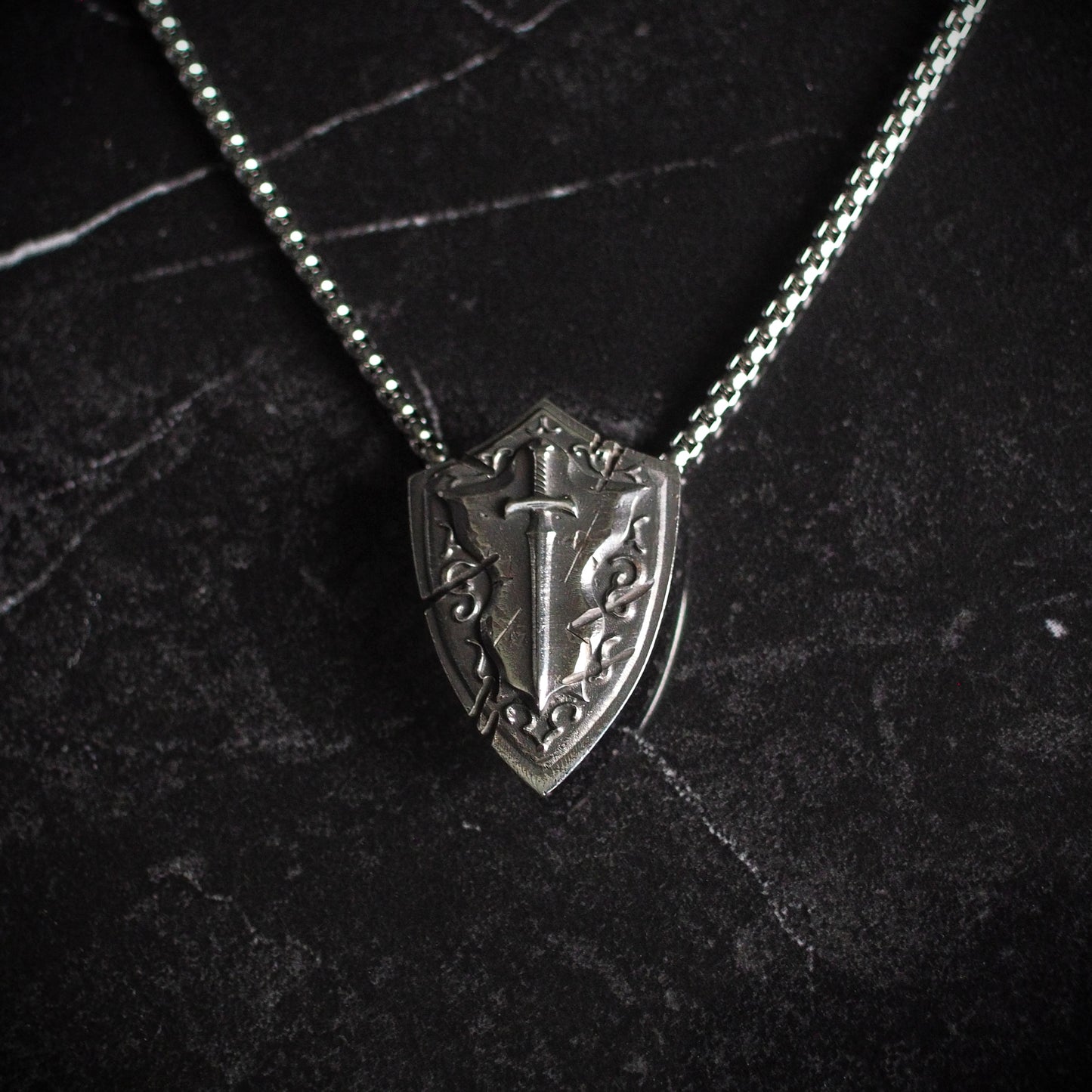 Monothic Battlescar Defender Shield - Sterling Silver