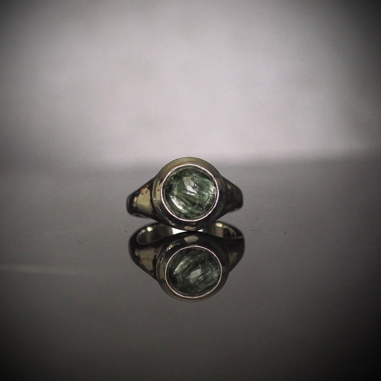 Seraphinite Cauldron Ring in Sterling Silver