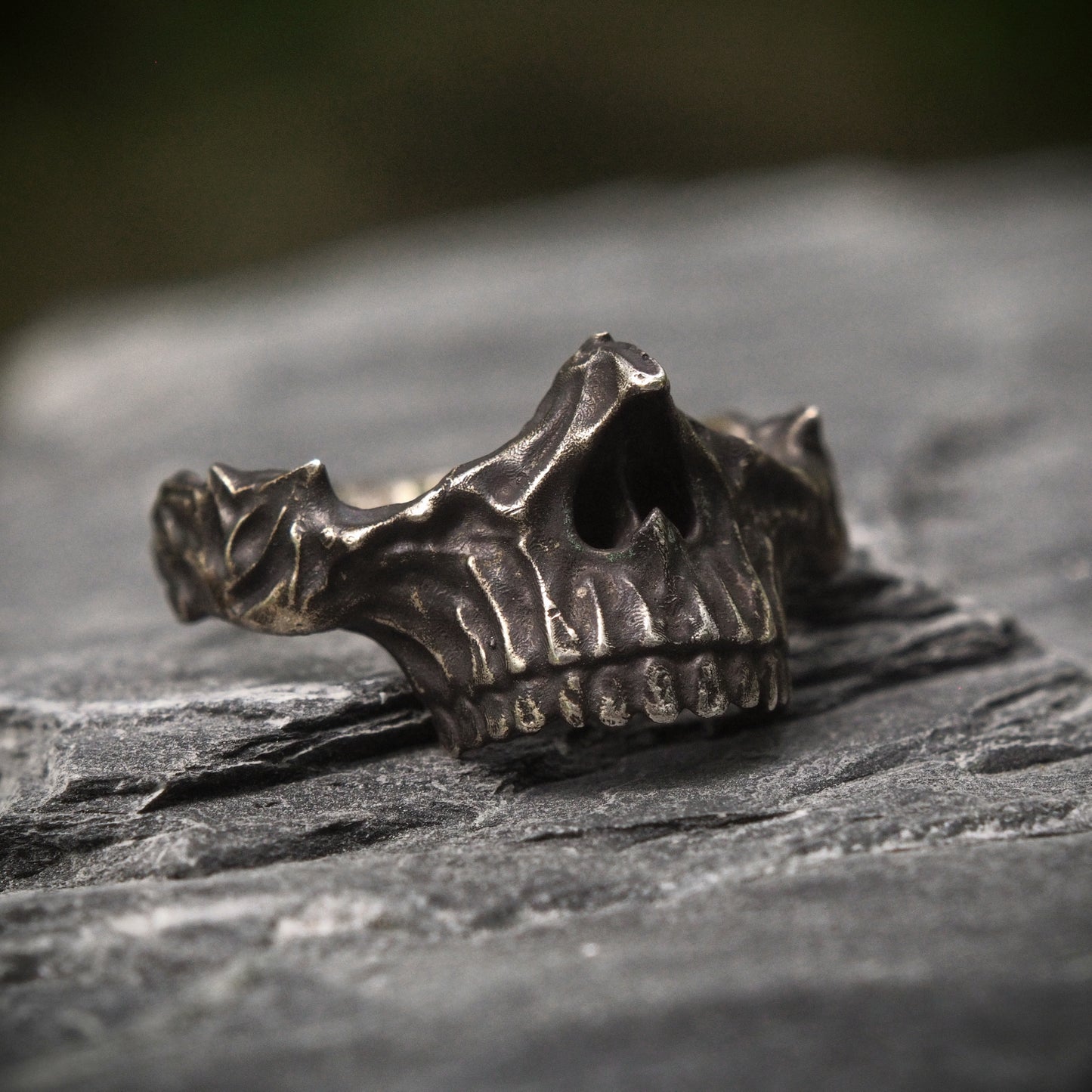 Half Jaw Sterling Silver Skull Ring