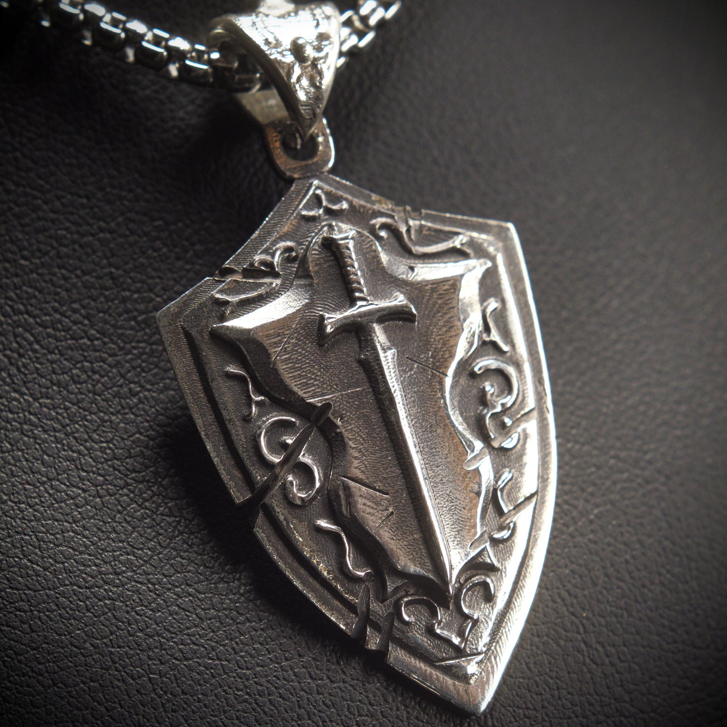 Monothic Battlescar Defender Shield - Sterling Silver