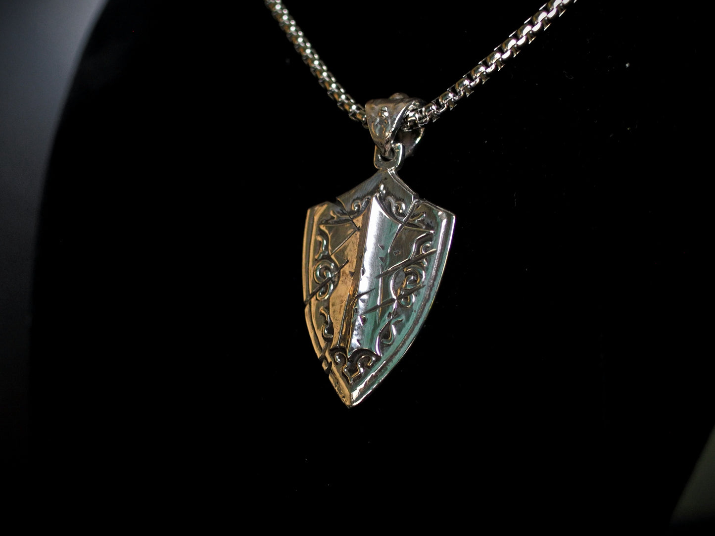 Battlescar Paladin Shield Necklace - Sterling Silver