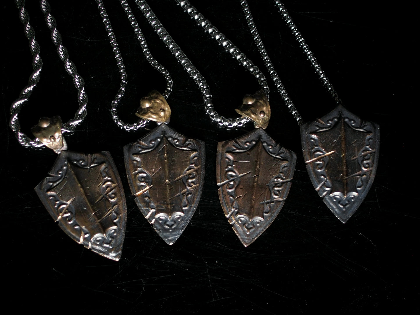 Battlescar Paladin Shield Necklace - Bronze