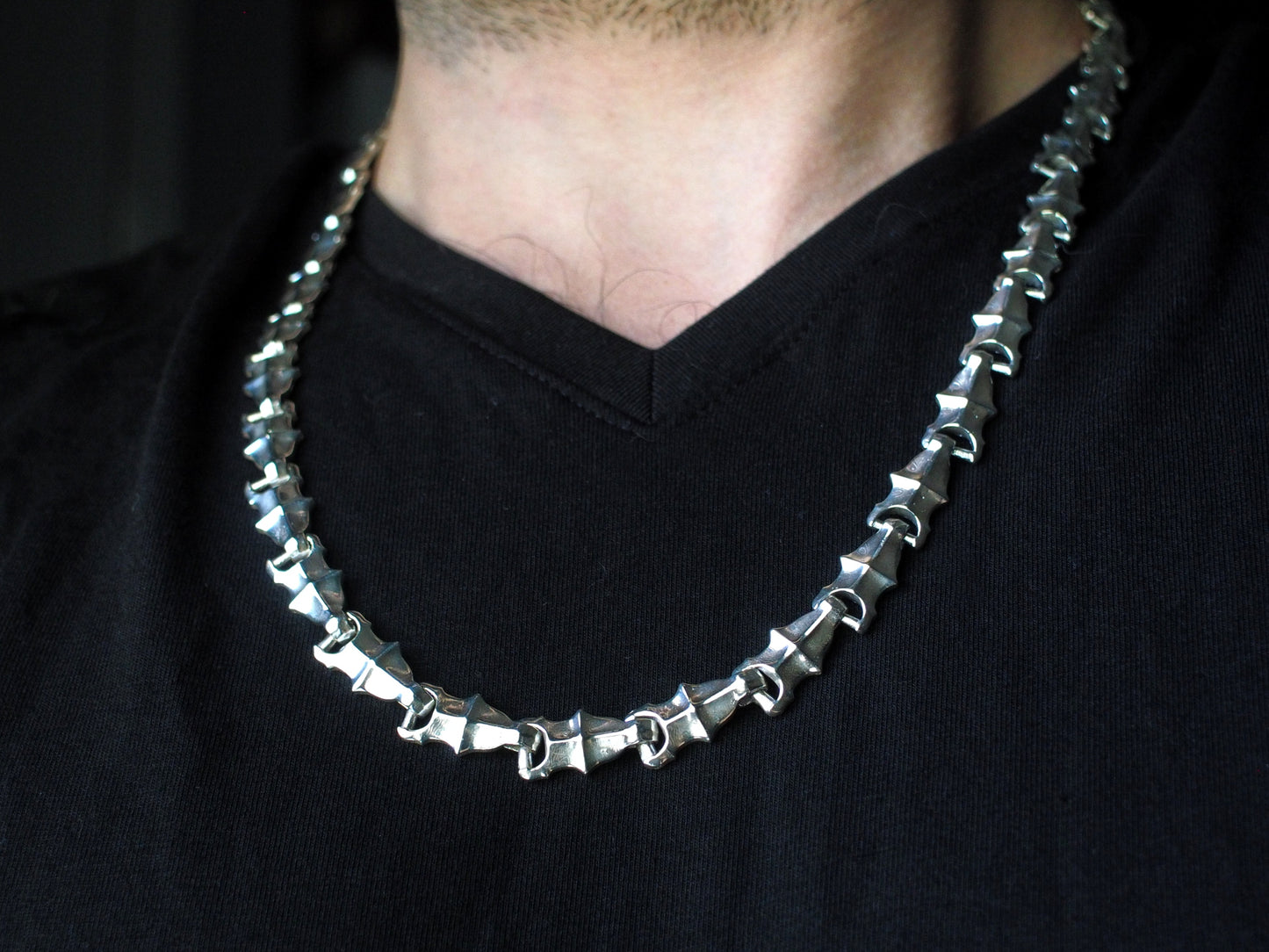 Heavy Gothic Fluted Silver Link Chain