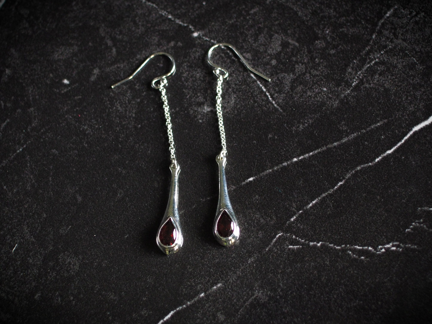 Blood Drop Earrings - Sterling Silver