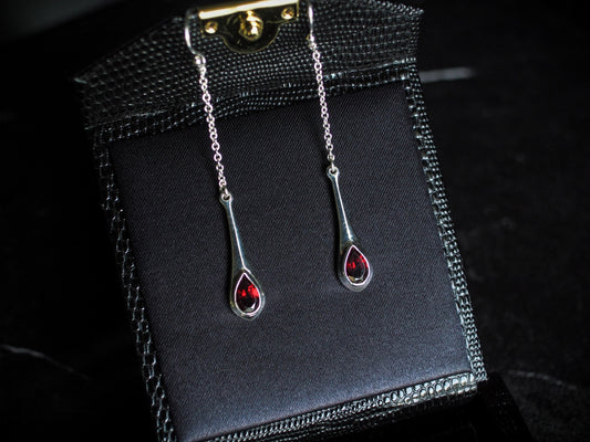 Blood Drop Earrings - Sterling Silver