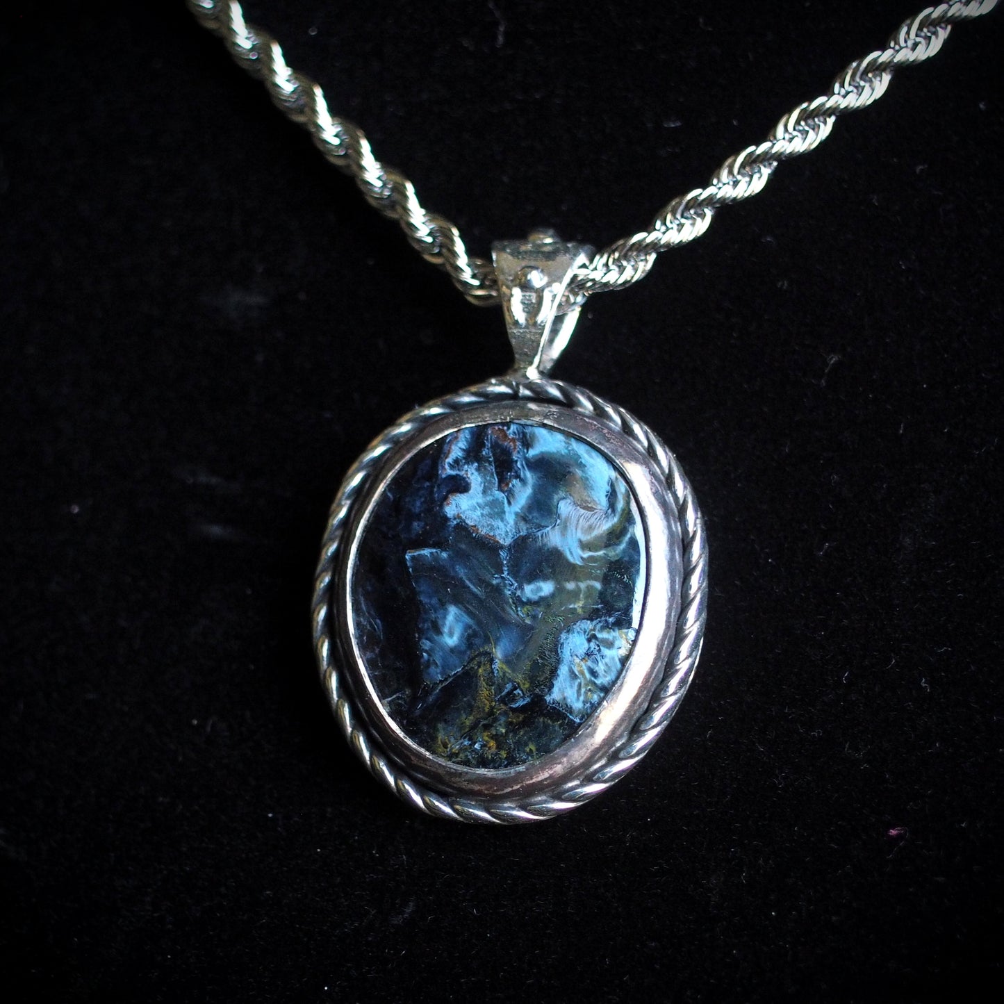 Top Quality Wavy Blue Pietersite Pendant Necklace