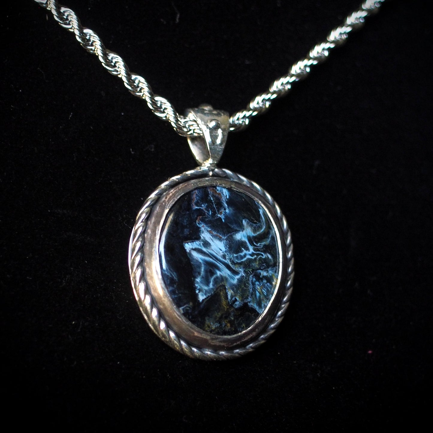 Top Quality Wavy Blue Pietersite Pendant Necklace