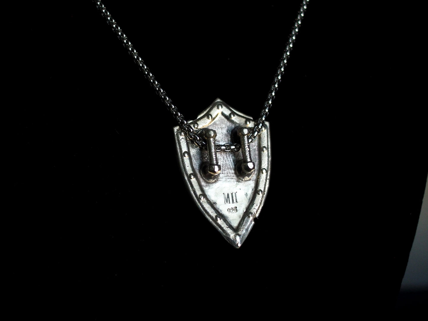 Battlescar Paladin Shield Necklace - Sterling Silver